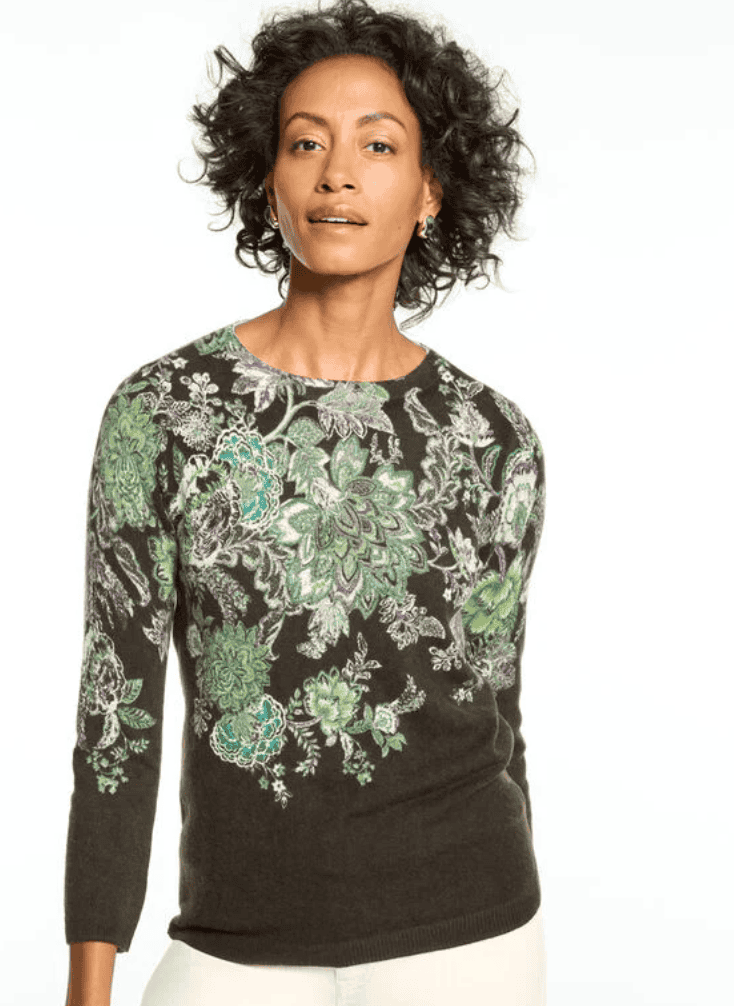 talbots audrey cashmere sweater in fresco floral