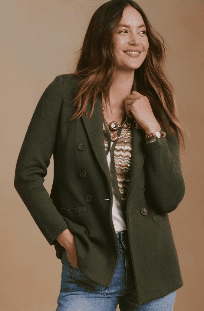 chico's double breasted sweater blazer