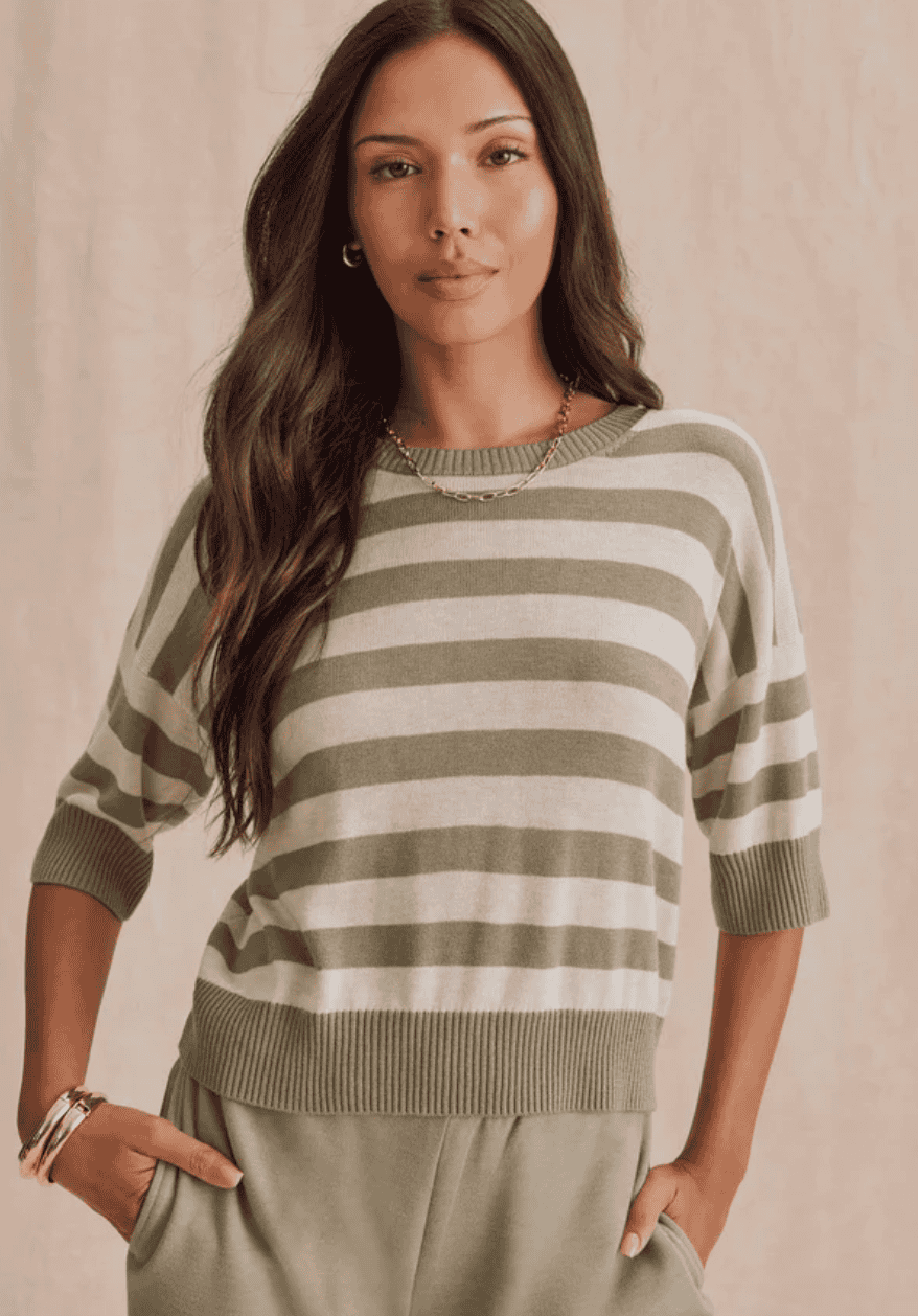 Splendid Georgie Short Sleeve Stripe Sweater