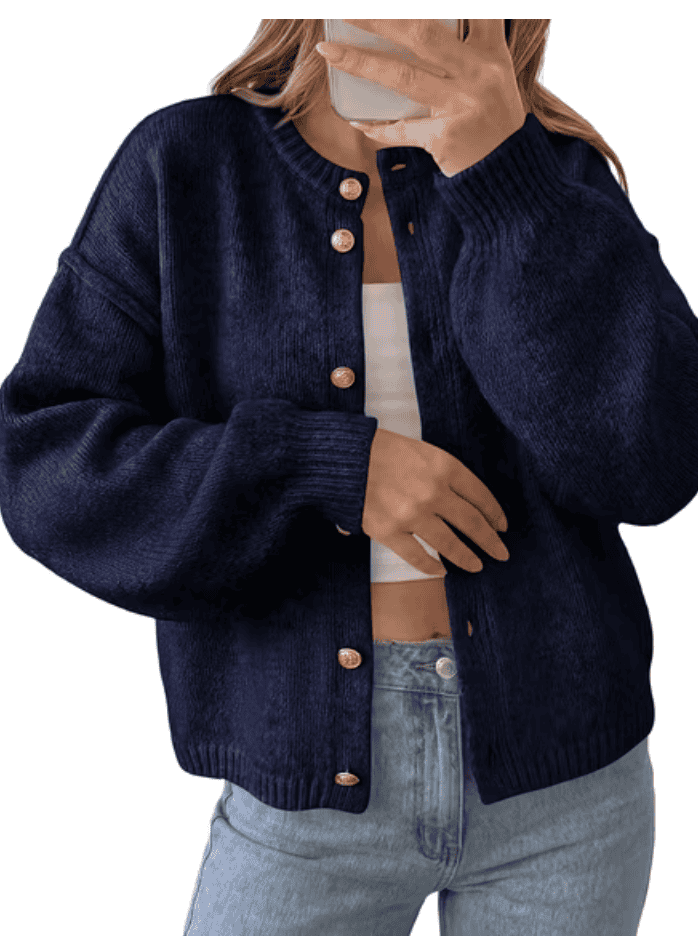 PRETTYGARDEN chunky knit button-up cardigan