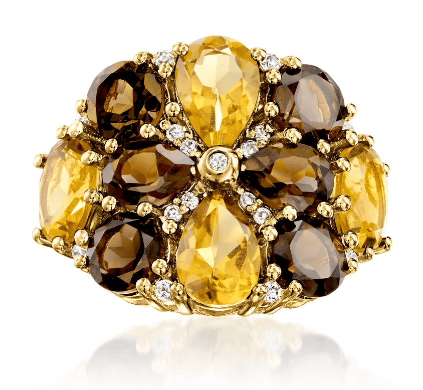 Ross Simons Lemon and Smoky Quartz Ring