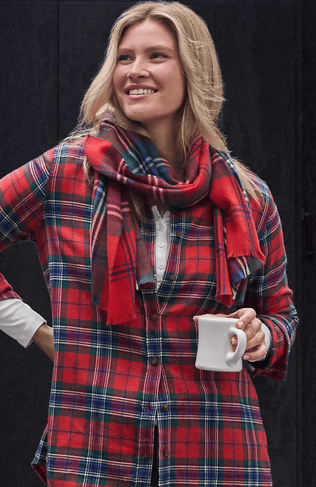 Lands' End Flannel Boyfriend Long Sleeve Shirt