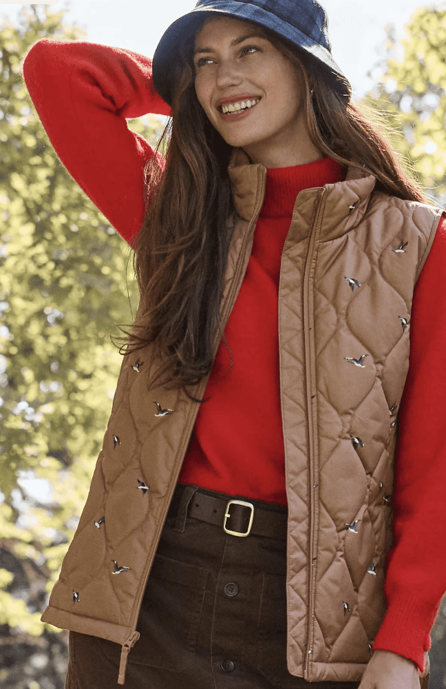 Lands' End Print FeatherFree Quilted Insulated Vest