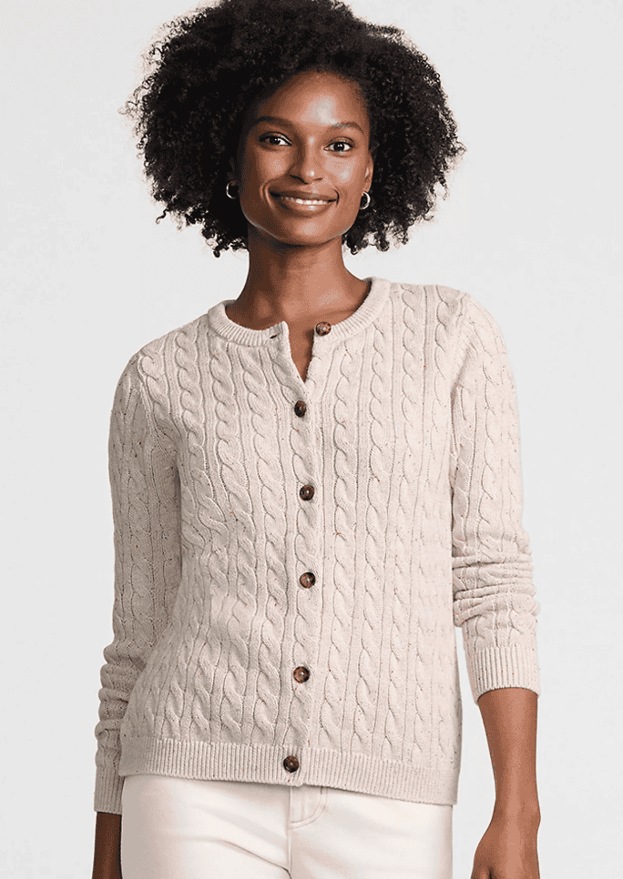 Lands' End Drifter Cable Cardigan Sweater