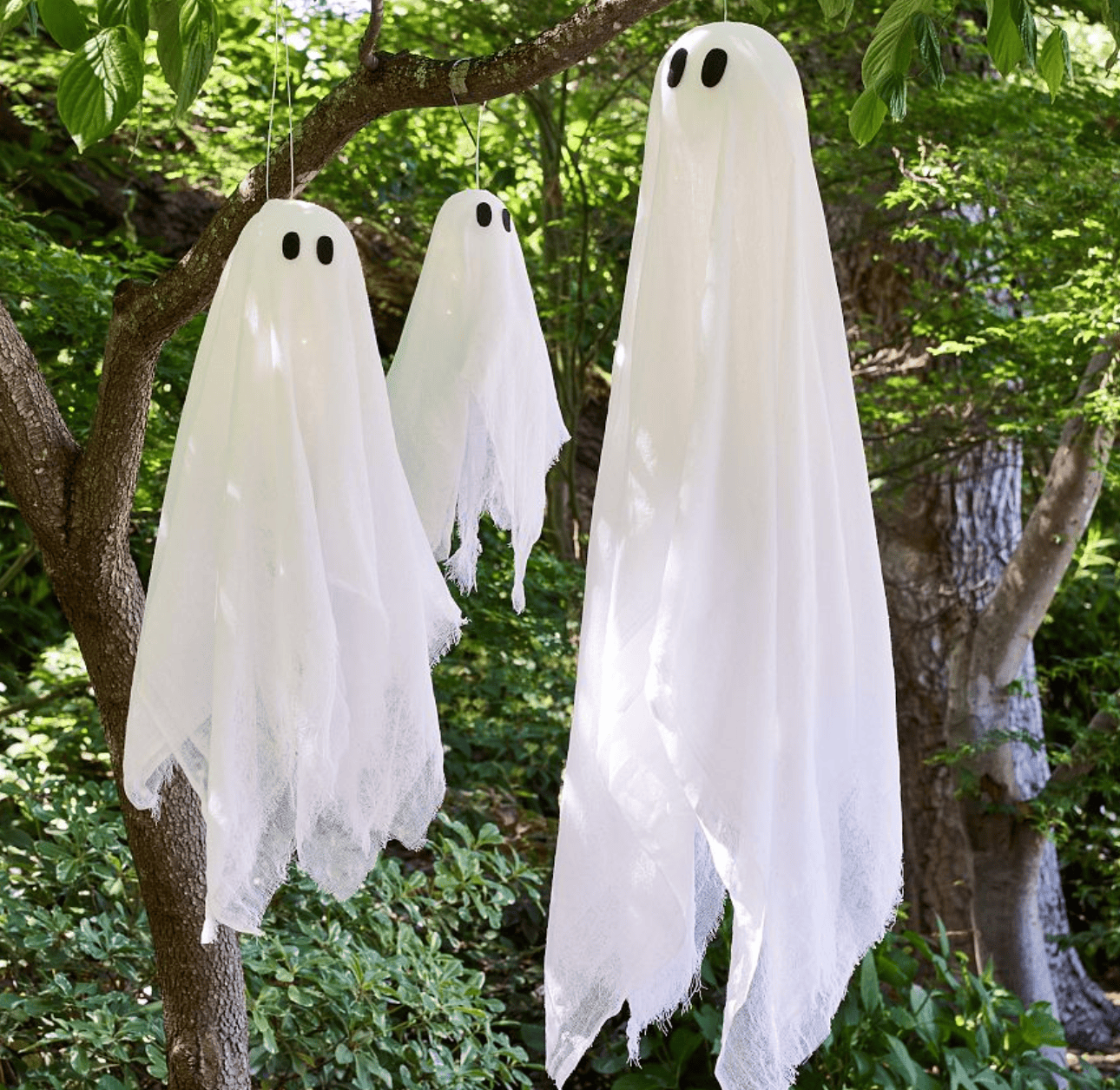 Pottery Barn Lit Hanging Ghosts, Set of 3