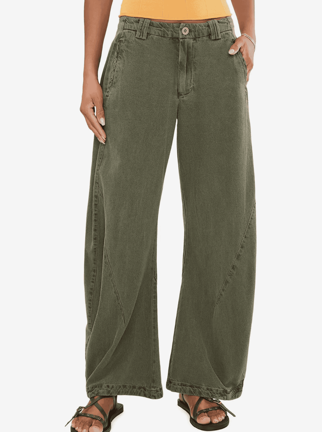Free People Spotlight Washed Barrel Chino Trousers