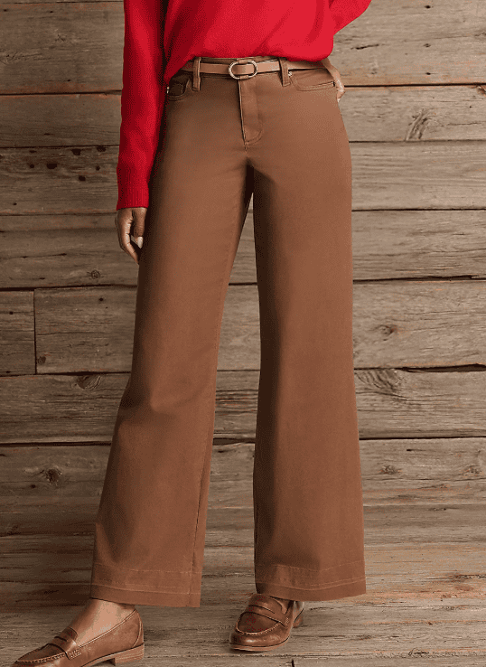 Women's High Rise 5 Pocket Wide Leg Chino Pants