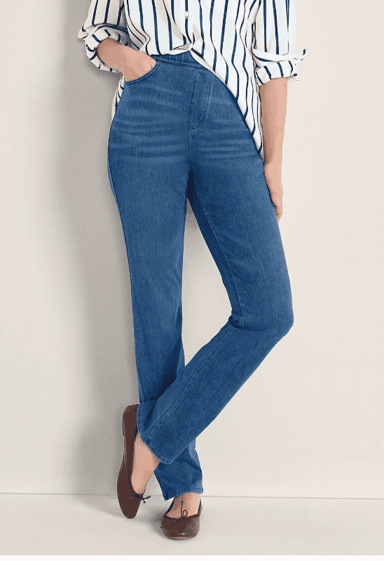 Women's Starfish High Rise Knit Denim Straight Jeans
