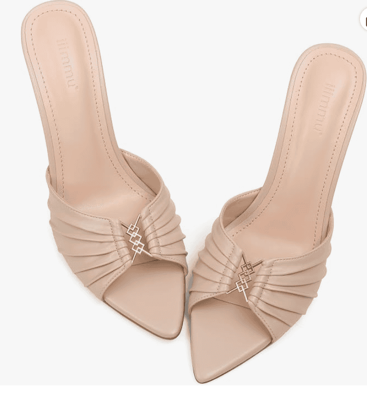 Amazon Stiletto Mules with Gold Accents