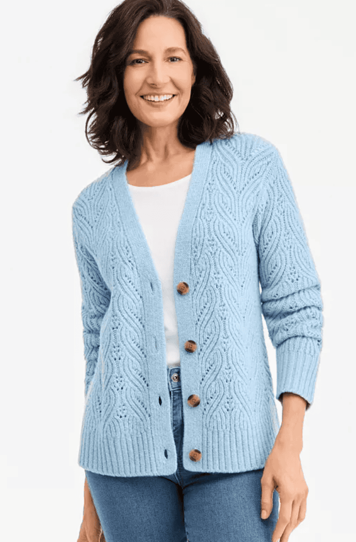 Women's Pointelle Boyfriend Cardigan