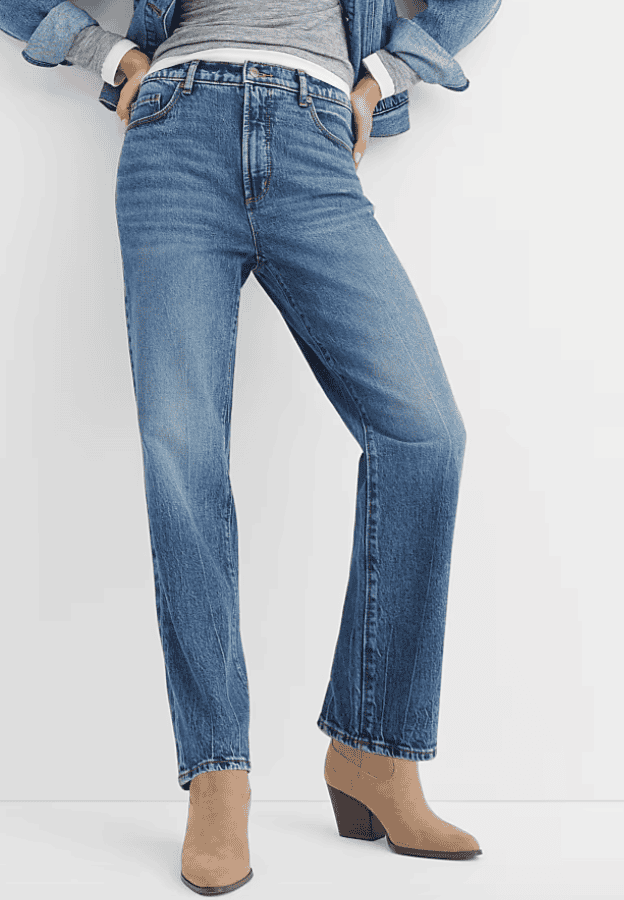 Rivete High Rise Straight Jeans in Echo Wash