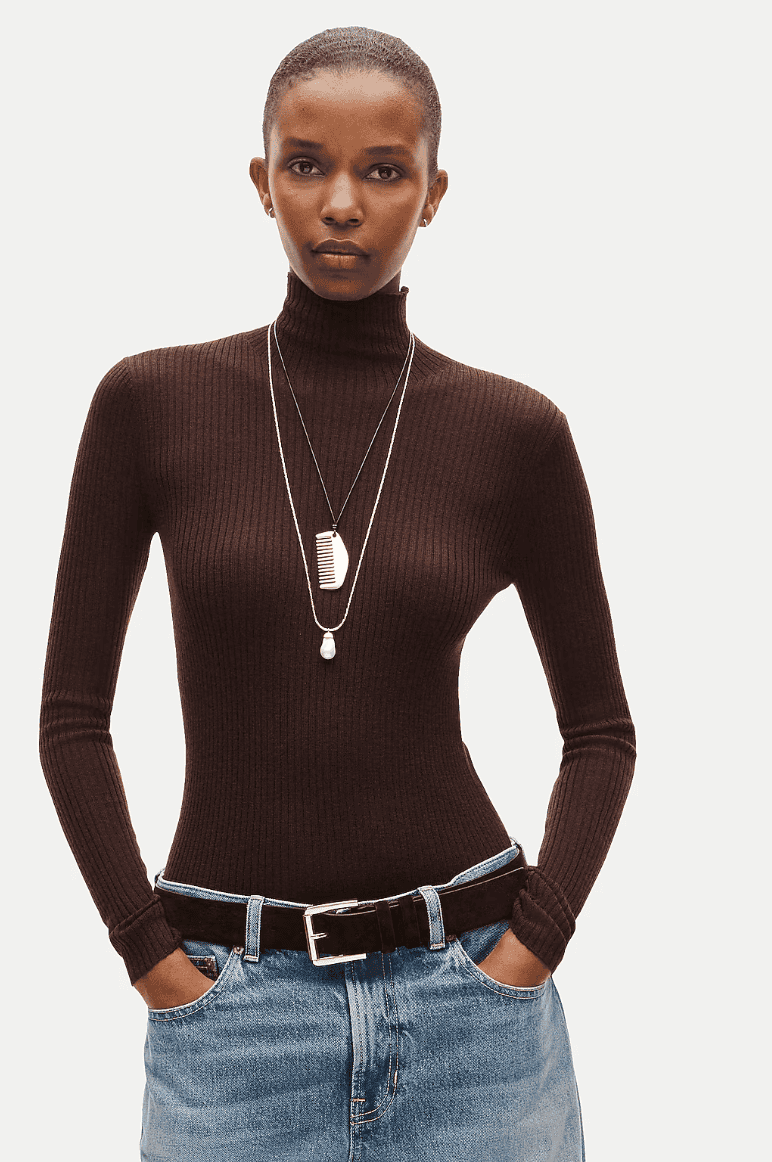 Ribbed Merino Turtleneck Sweater