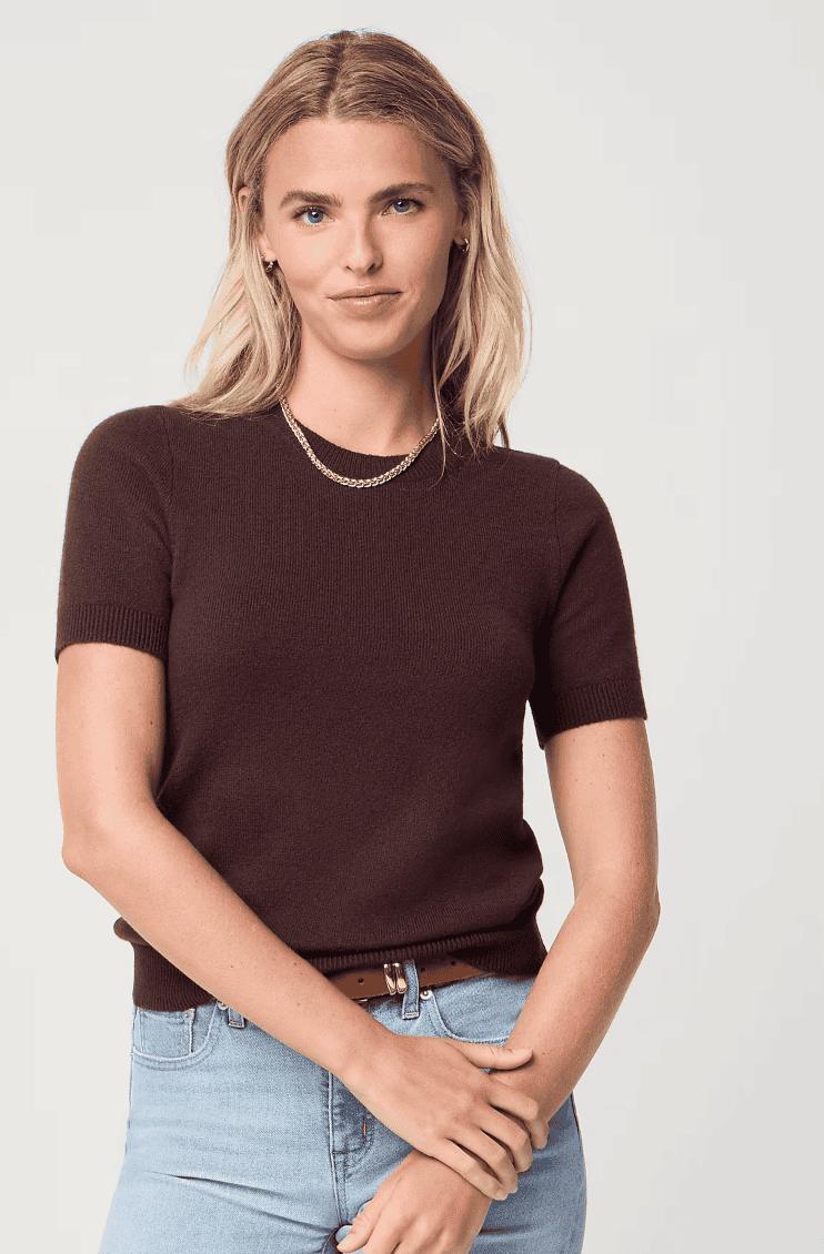Short-Sleeve Sweater in Cotton-Soft Blend