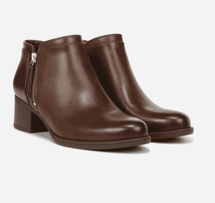 Naturalizer Karol ankle bootie in cinnamon brown with a low block heel
