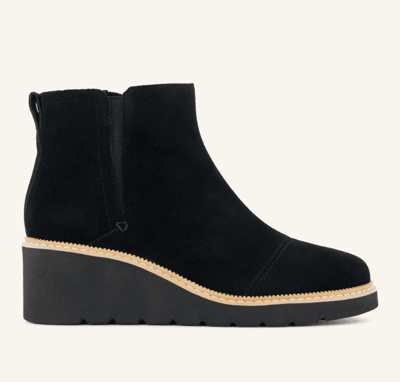 TOMS Mina wedge ankle boot in black suede