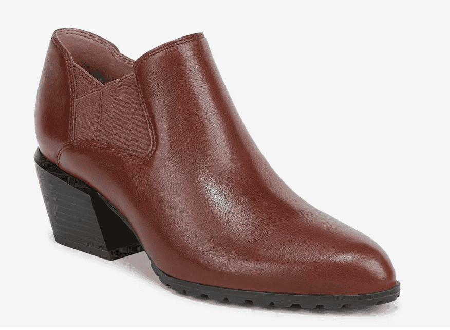 Vionic Bethany Chelsea boot in brown leather with a block heel