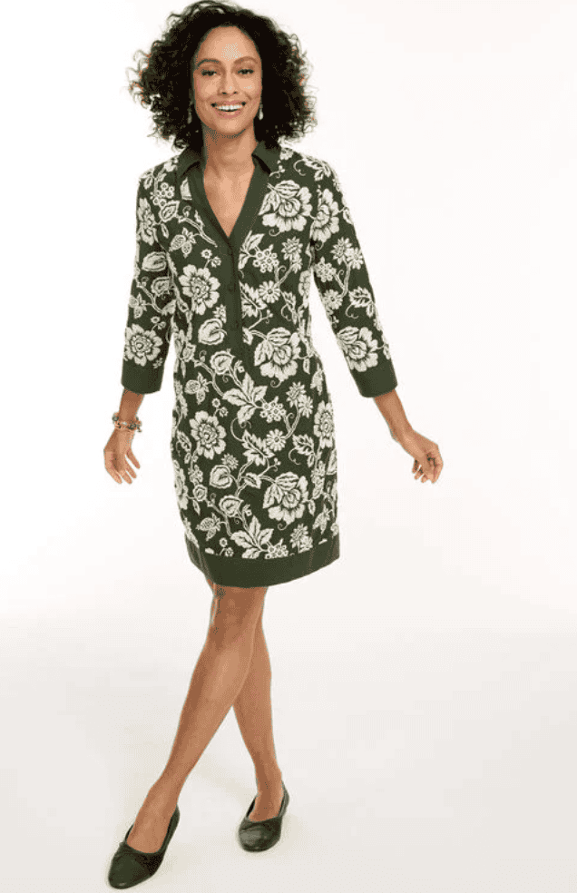 Talbots Jardin Embroidered Shift Dress