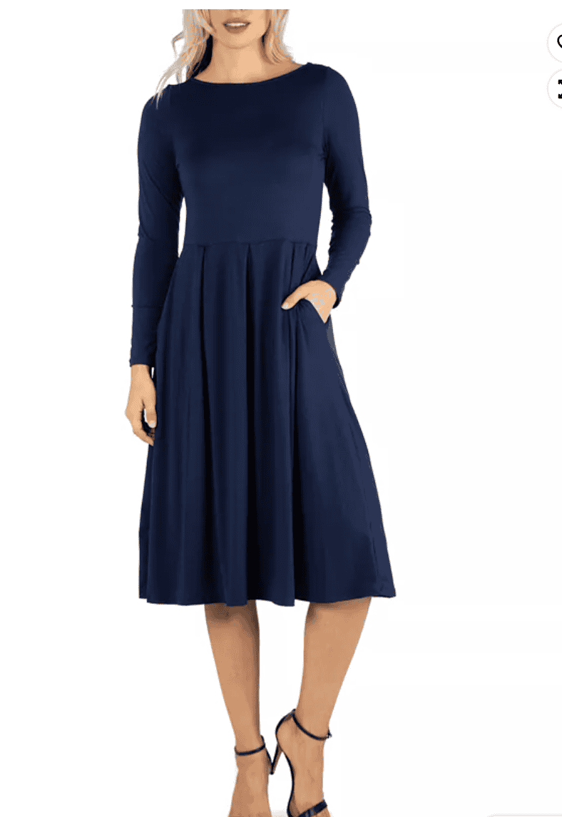 Women's Midi Length Fit and Flare Dress