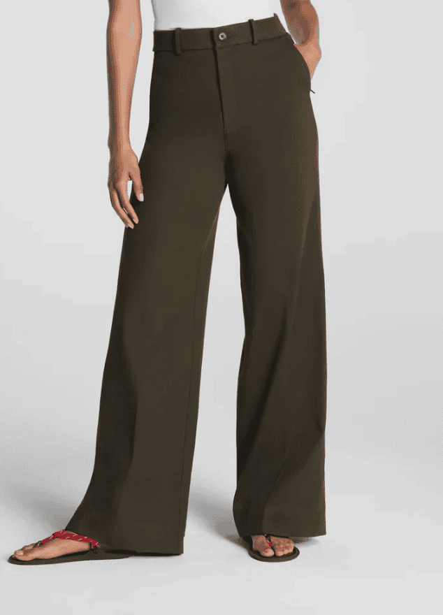 Spanx SupersmoothStretch Twill Wide Leg Pant in Moss Shadow
